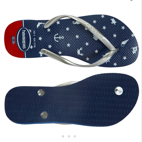 NWT Youth Havaianas Slim Nautical Flip-flops - Picture 1 of 15